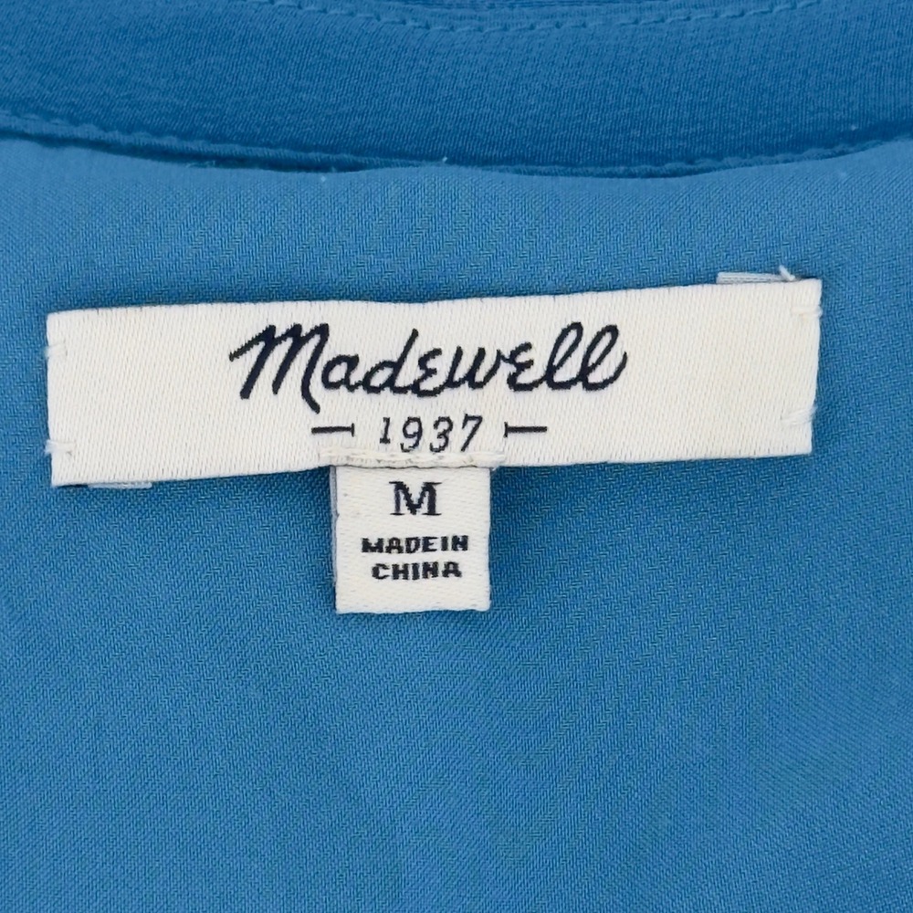 Madewell Silk Hi Low Midi Dress Blue Sleeveless Pockets Medium Minimalist - Picture 7 of 9